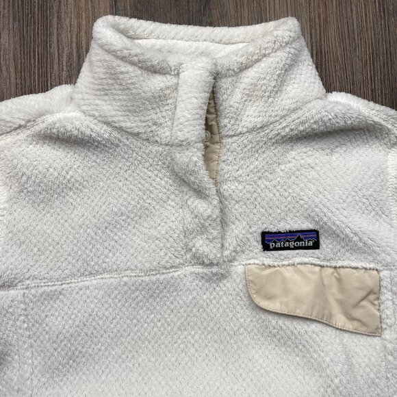 Patagonia Re-Tool 1/4 Snap T Fleece Pullover Cream Ivory Bone White Fluffy Small - Picture 3 of 6